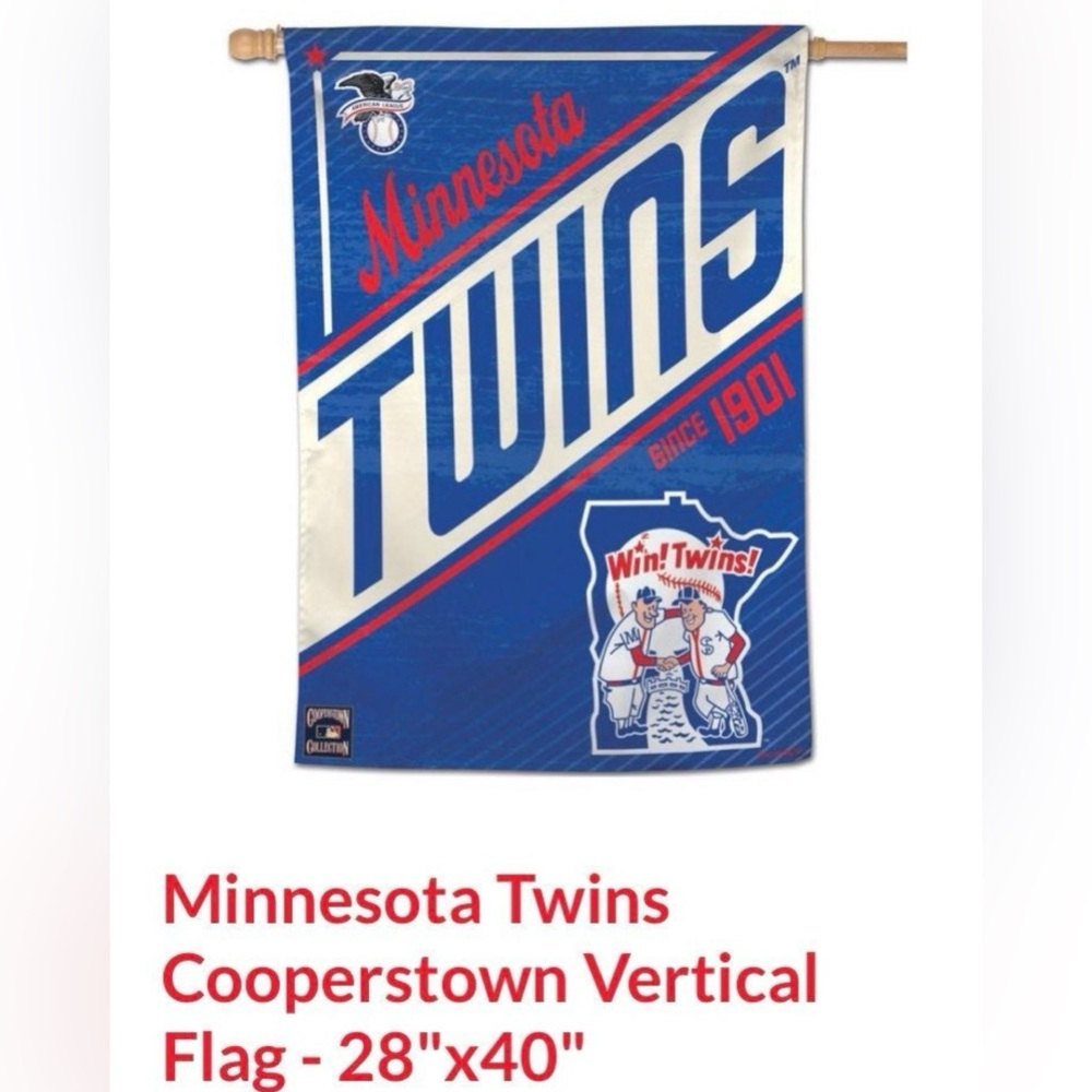 Wincraft Minnesota Twins Team Decor Pole Flag  Blue and Red MLB Baseball